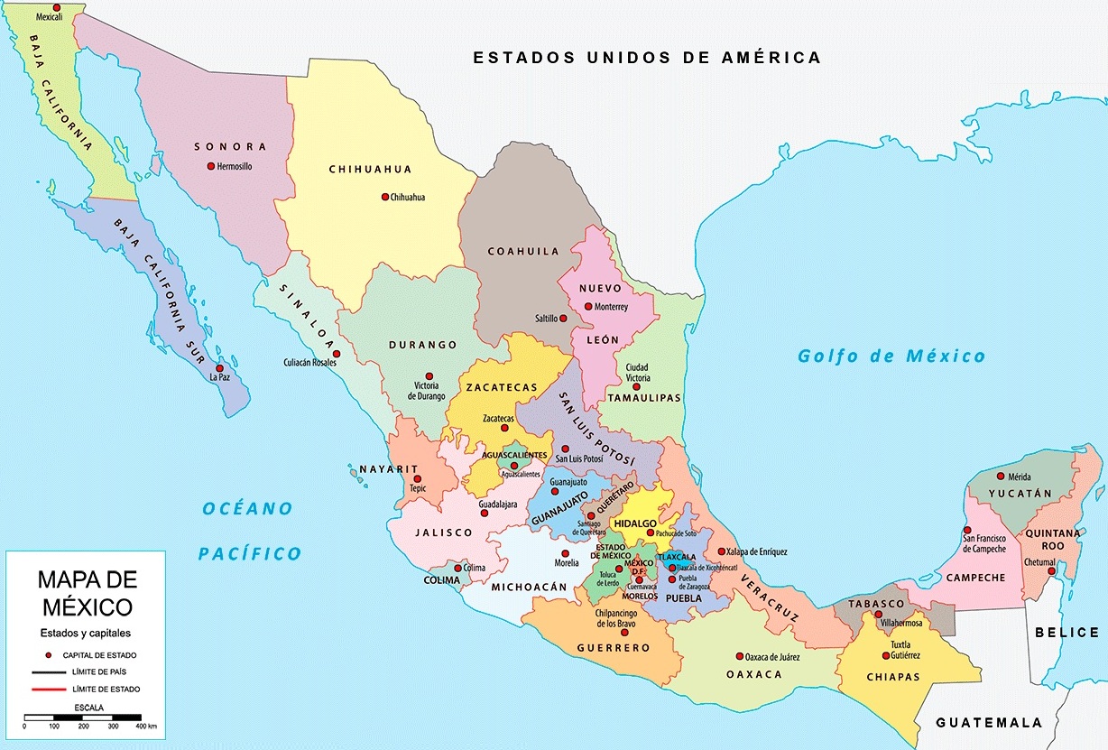 Mapa México con sus Estados y capitales Mapa México con sus Estados y capitales