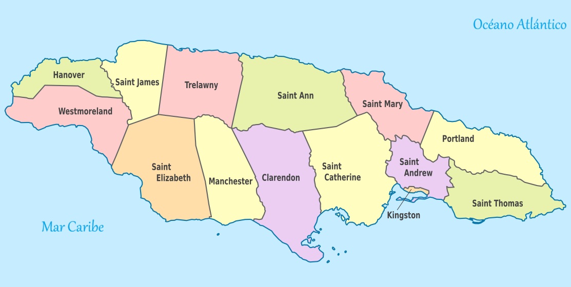 Mapa de Jamaica: División política Mapa de Jamaica: División política
