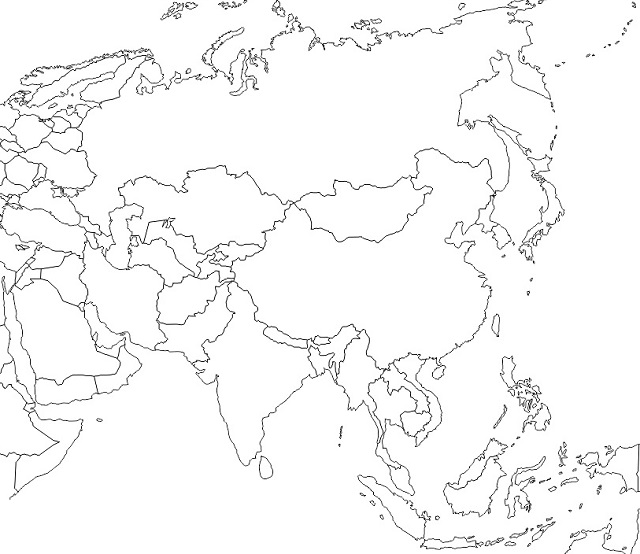 Croquis del mapa de Asia con división política