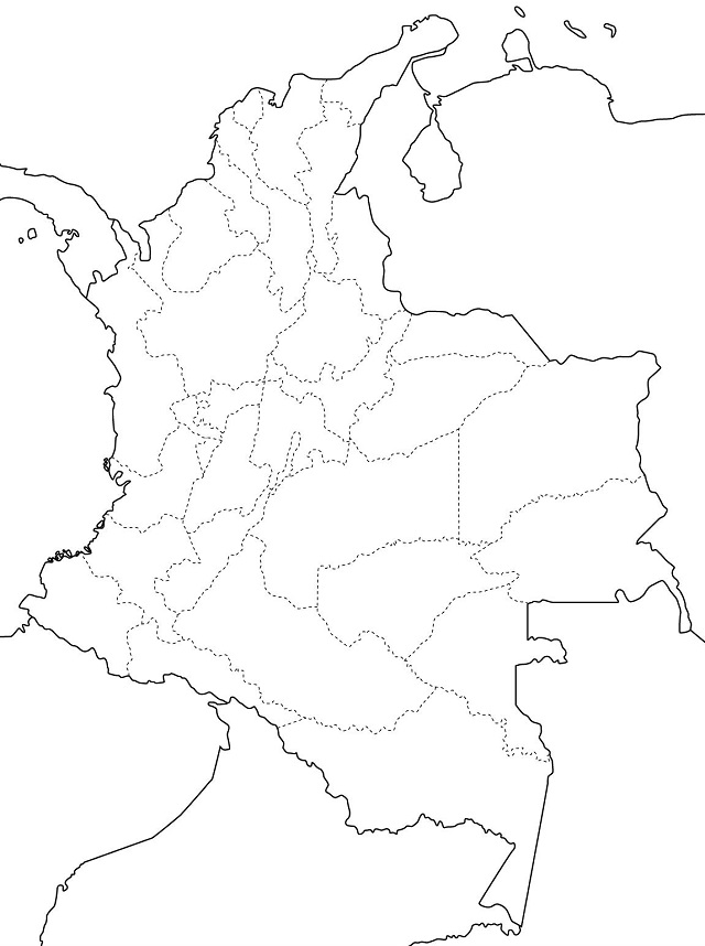 Croquis del mapa de Colombia con la división política