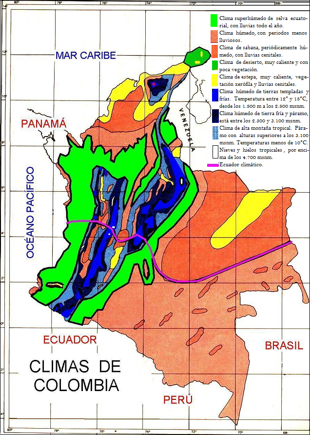 Mapa climático de Colombia 