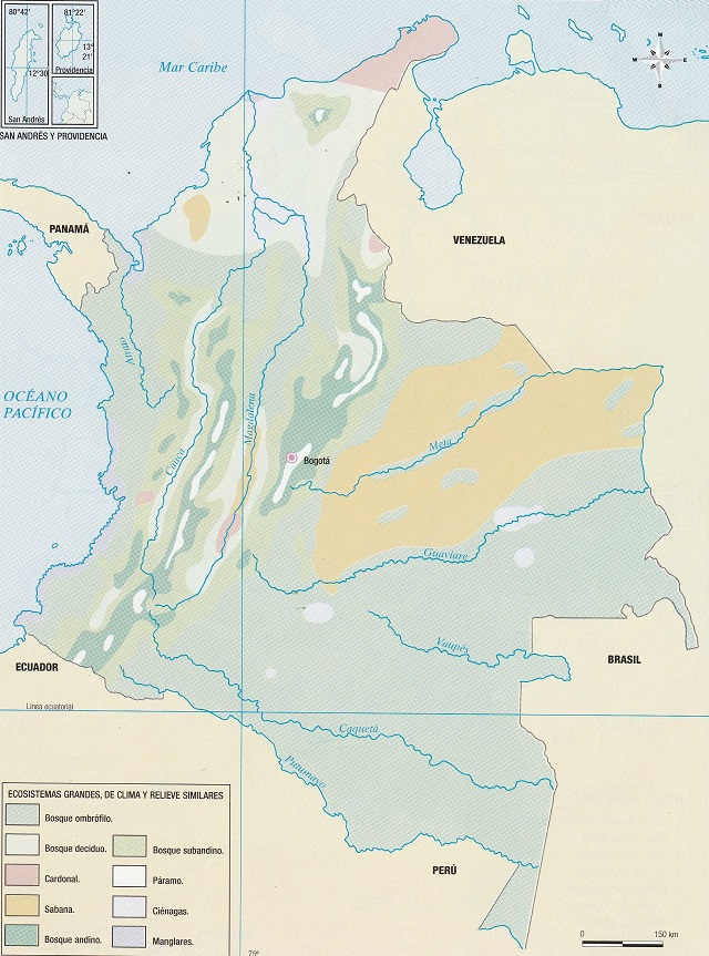 Mapa de Colombia: Vegetación 