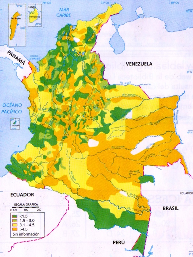 Mapa de Colombia: Cobertura vegetal