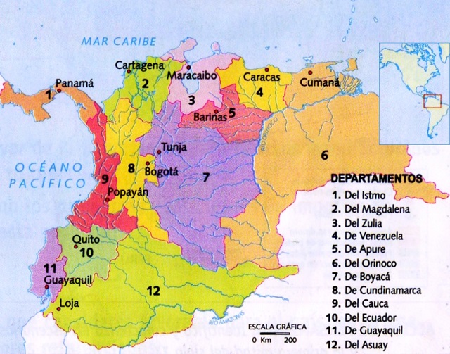 Mapa de la Gran Colombia (1819-1831)
