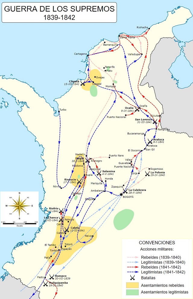 Mapa de las Campañas de la Guerra de los Supremos