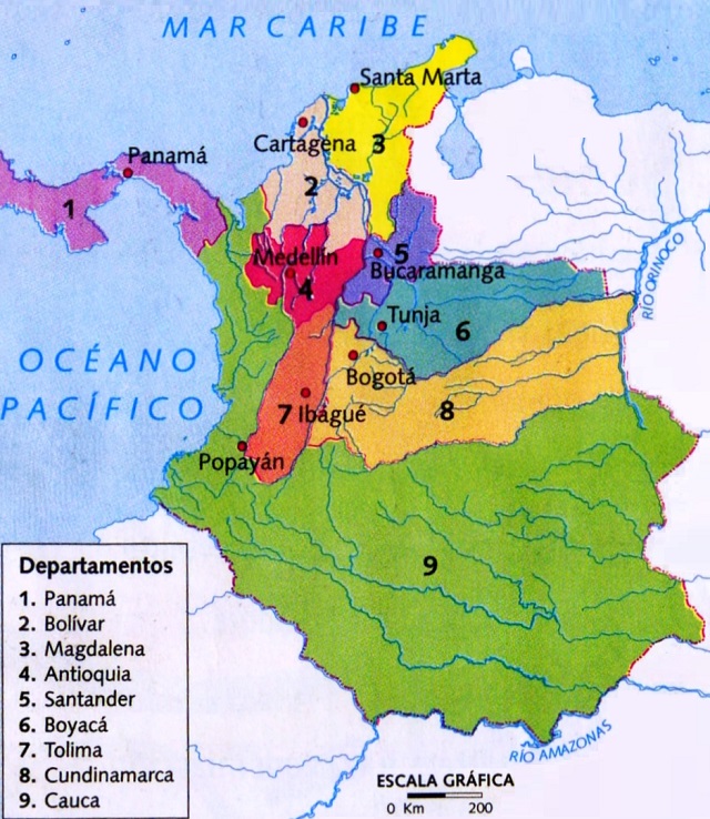 Mapa de los Estados Unidos de Colombia (1863-1886)