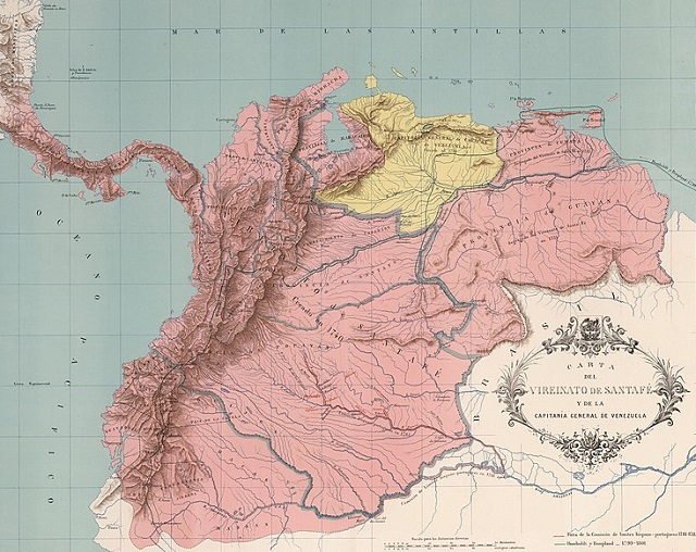 Mapa del Virreinato del Nuevo Reino de Granada en 1742