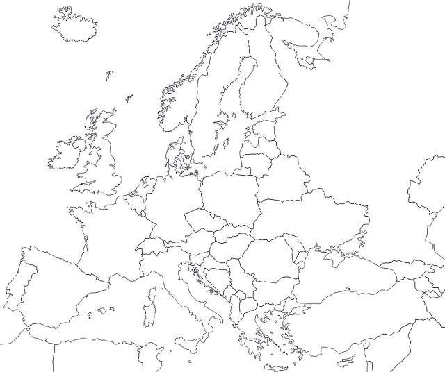 Croquis del mapa de Europa con la división política