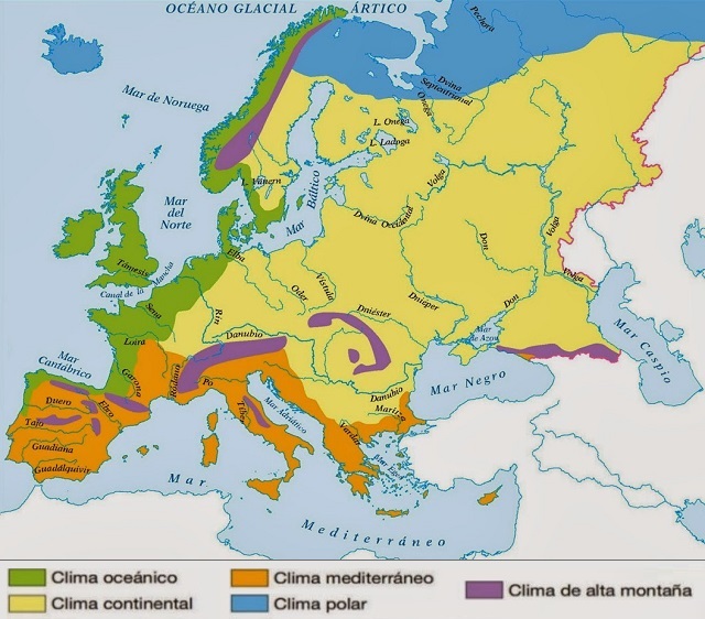 Mapa de Europa: Climas