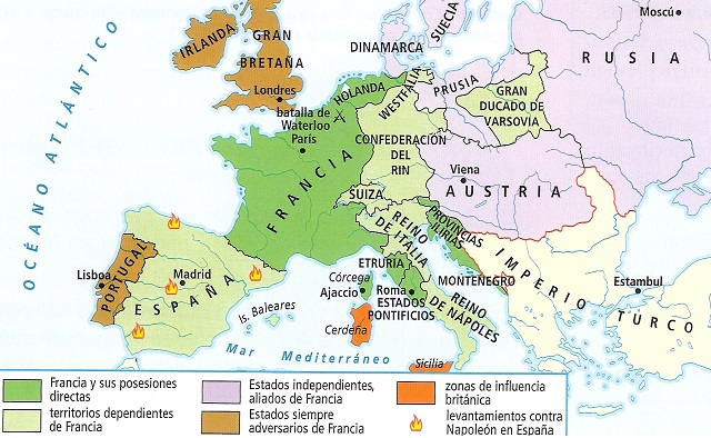 Mapa de Europa: Francia napoleónica