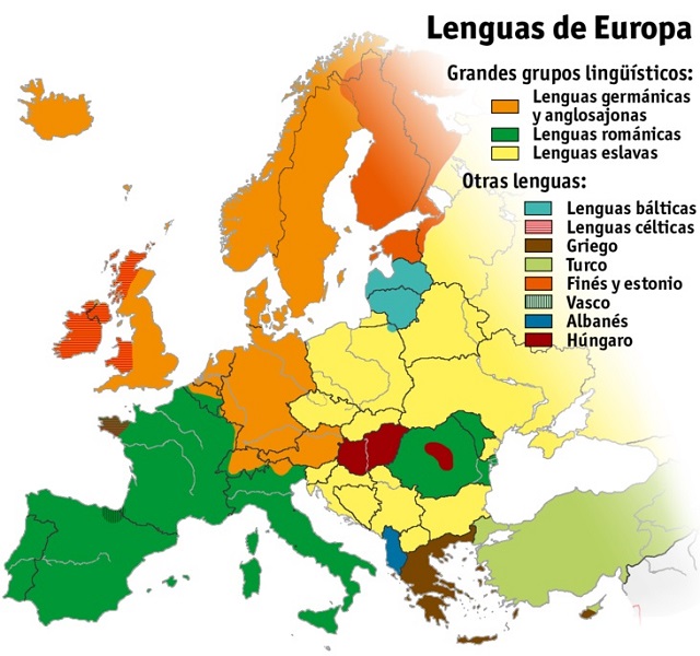  Mapa de las principales familias lingüísticas del continente europeo