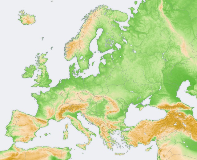 Mapa de Europa: Topografía