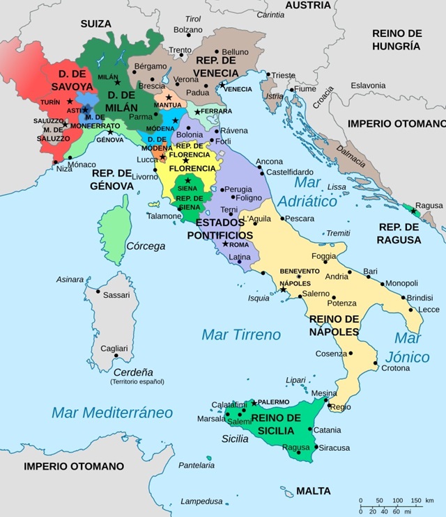 Mapa de Italia en 1494