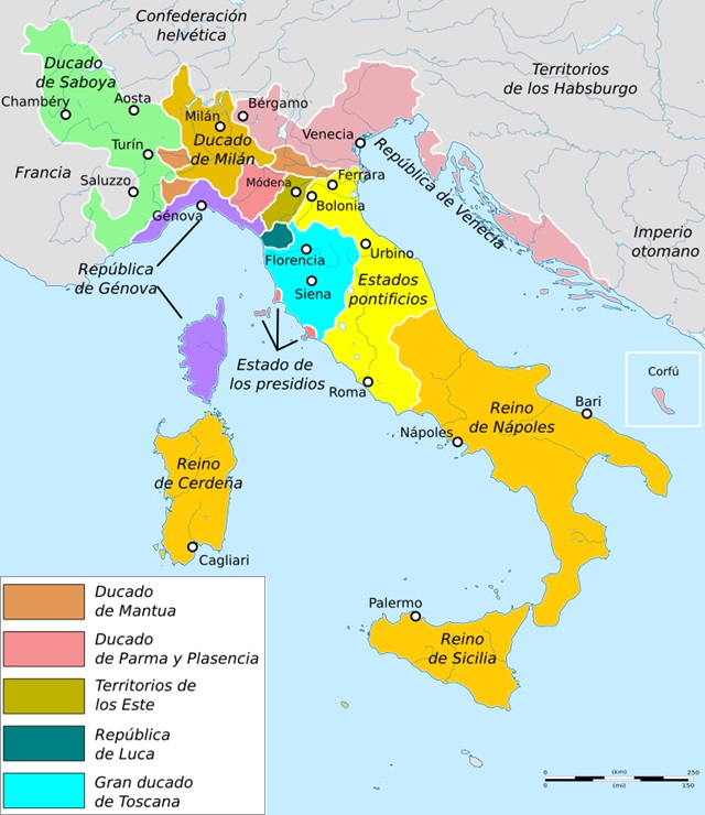 Mapa de Italia en 1600 Mapa de Italia en 1600