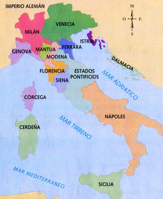 Mapa de Italia durante el Renacimiento