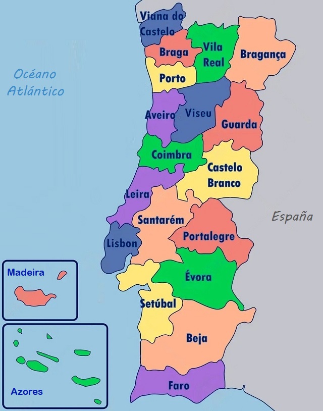 Mapa de españa y portugal con provincias