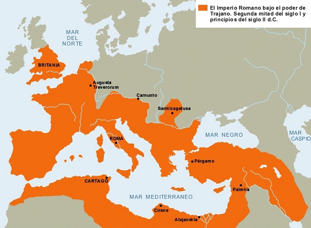 Mapa de la expansión del Imperio Romano en la segunda mitad del siglo I d.C.