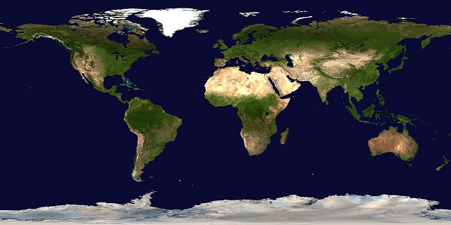Mapa topográfico del planeta Tierra