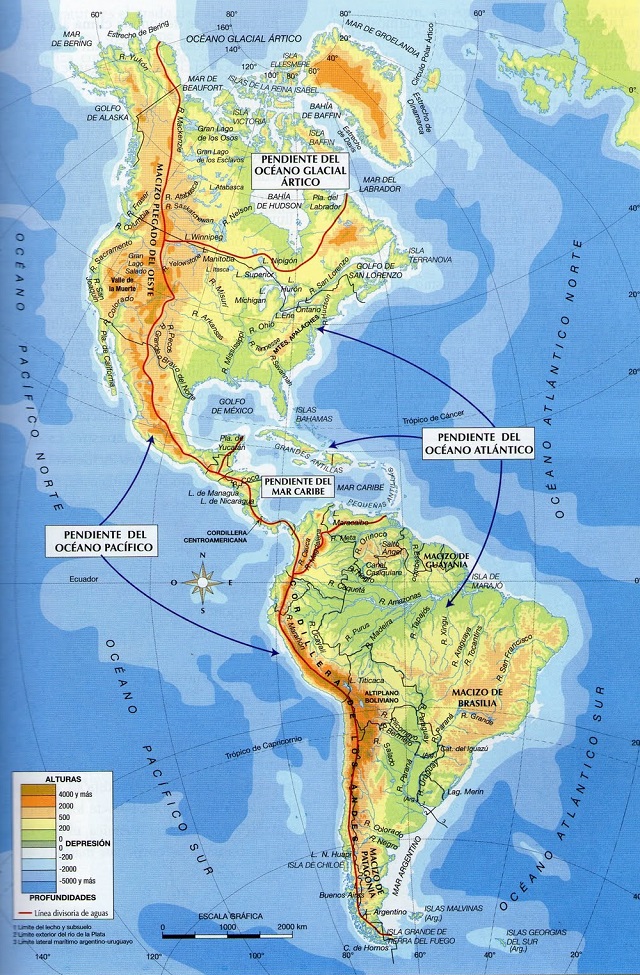 Mapa Físico De América | Mapa