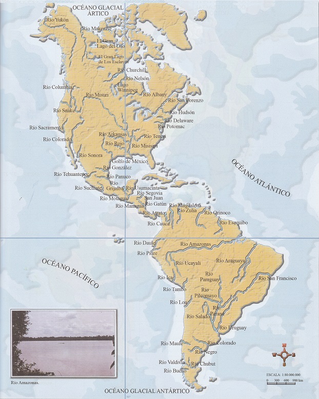 Mapa de América: Hidrografía