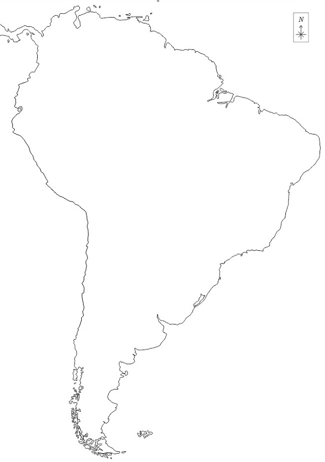 Croquis del mapa de América del Sur
