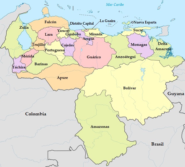 Mapa de la División Política de Venezuela