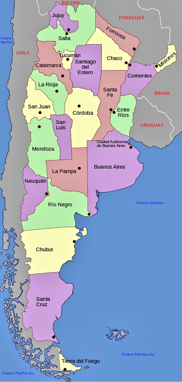 Mapa de Argentina: División política