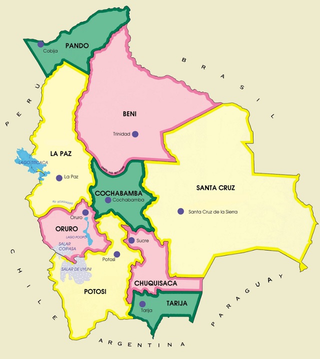 Mapa de Bolivia: División política