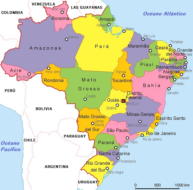 Mapa de Brasil: División política