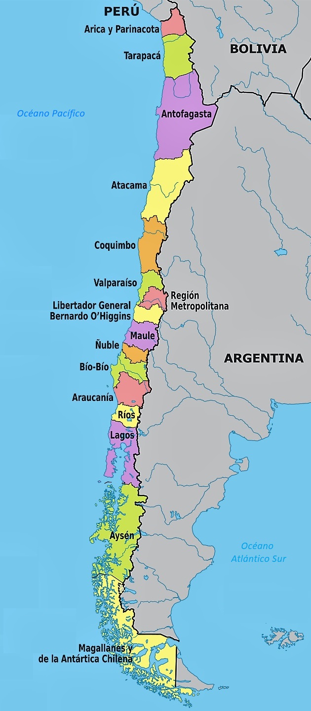 Mapa de Chile: División política 