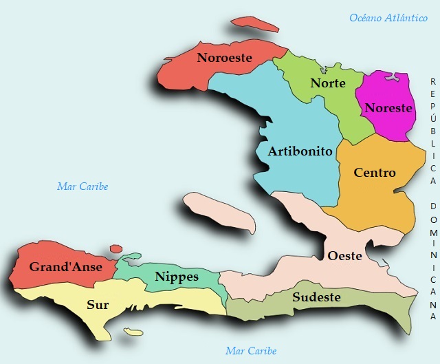Mapa de la división política de Haití