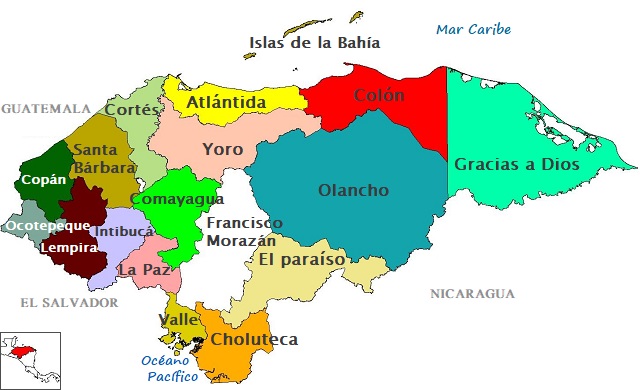 Mapa de Honduras: División política