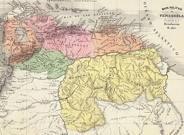 Mapa de la Capitanía General de Venezuela en 1810