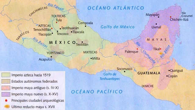 Mapa de Mesoamérica: Culturas prehispánicas