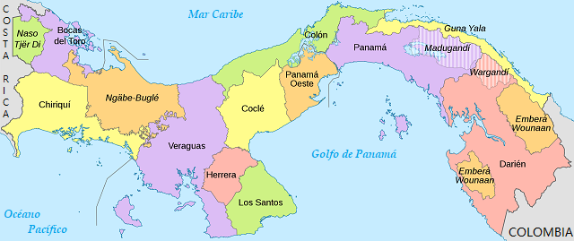 Mapa de Panamá: División política 