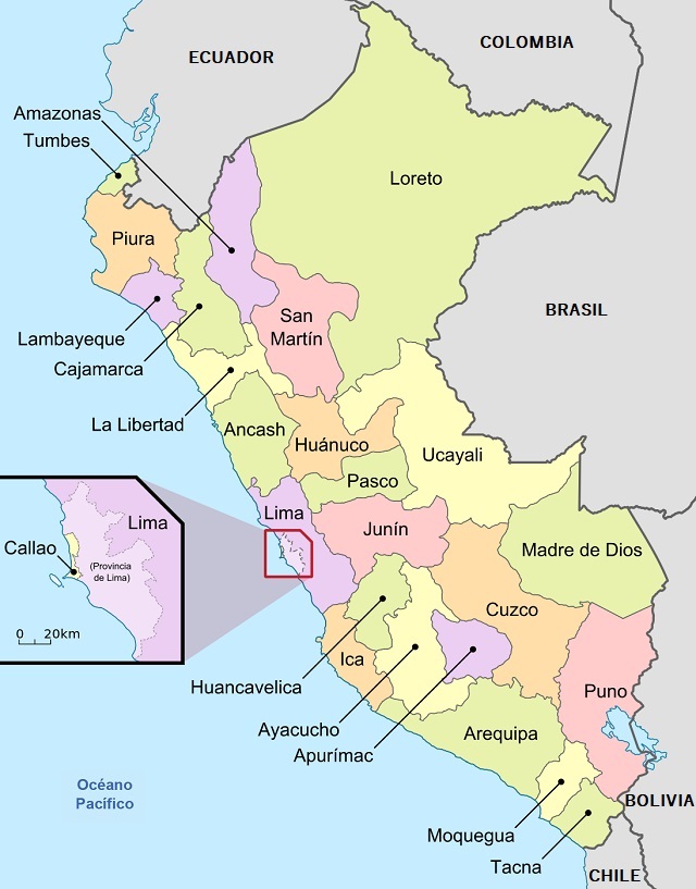 Mapa de Perú: División política