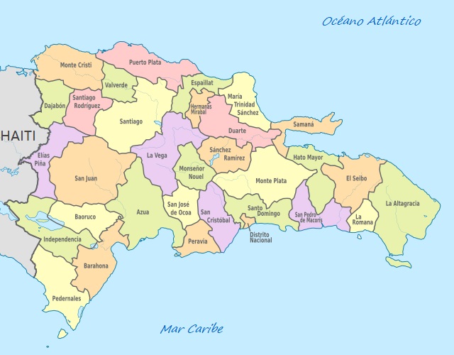 Mapa de la división política de República Dominicana