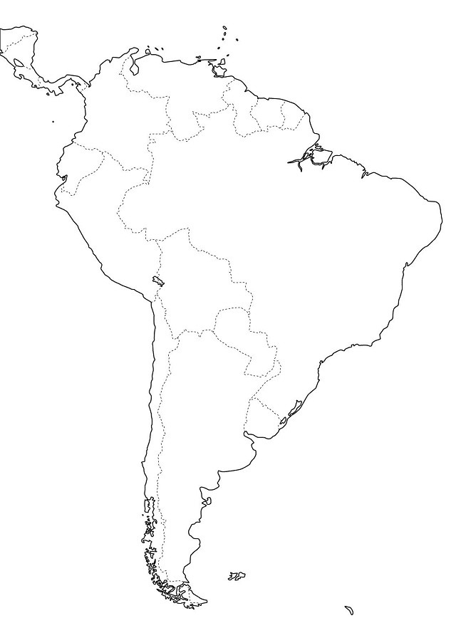 Mapa de América del Sur: Croquis con la división política