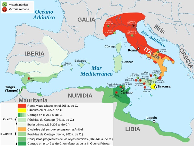 Mapa de las Guerras Púnicas
