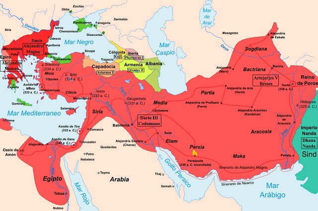 Mapa del Imperio de Alejandro Magno