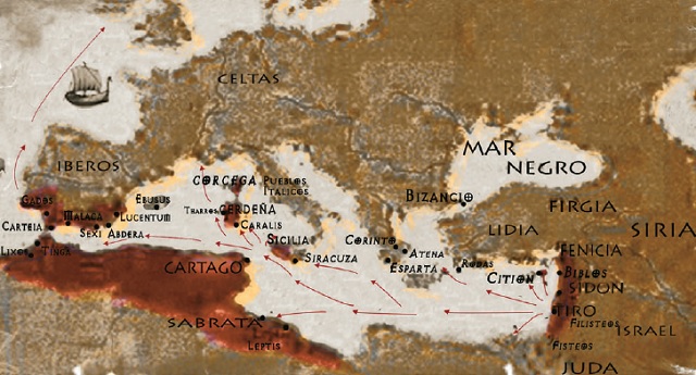 Mapa de los territorios fenicios y hebreos Mapa de los territorios fenicios y hebreos