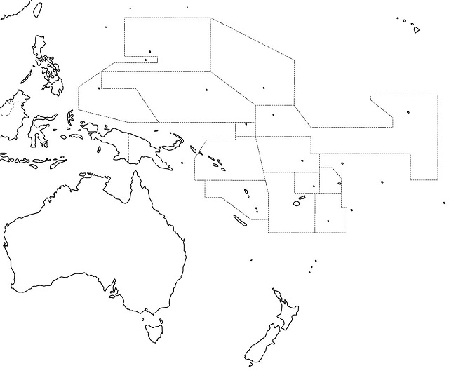 Croquis del mapa de Oceanía con división política