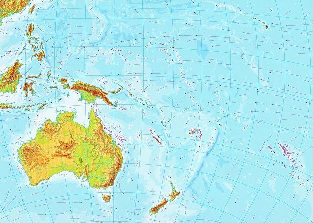 Mapa topográfico del continente oceánico