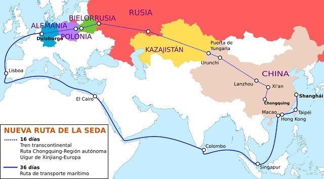 Mapa: Nueva Ruta de la Seda