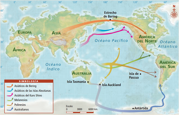Mapa del poblamiento de América