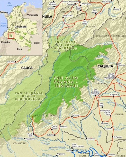 Mapa de la ubicación geográfica del Parque Nacional NaturalAlto Fragua Indi Wasi