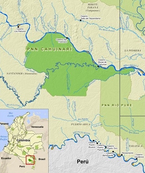 Mapa de la ubicación geográfica del Parque Nacional Natural Cahuinarí
