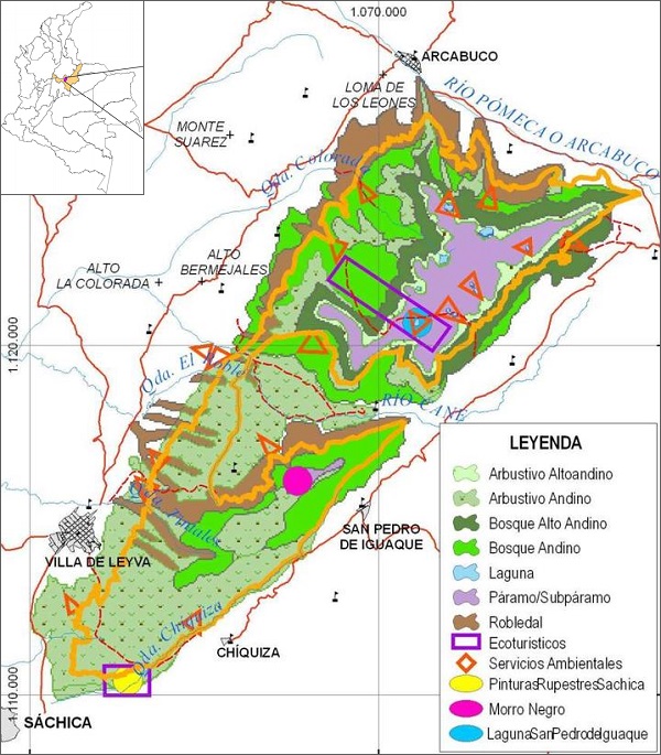 Mapa de la ubicación geográfica del Santuario de Fauna y Flora de Iguaque