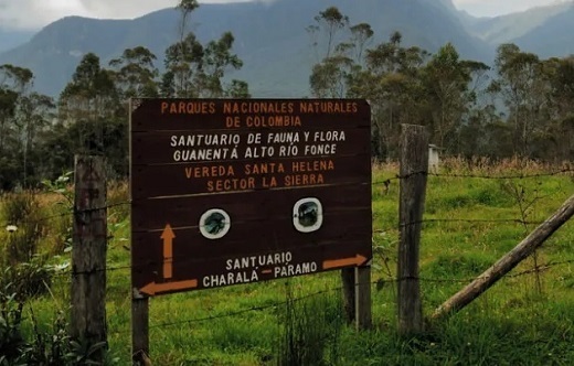 Entrada al Santuario de Fauna y Flora Guanentá Alto Río Fonce por la vereda Santa Helena